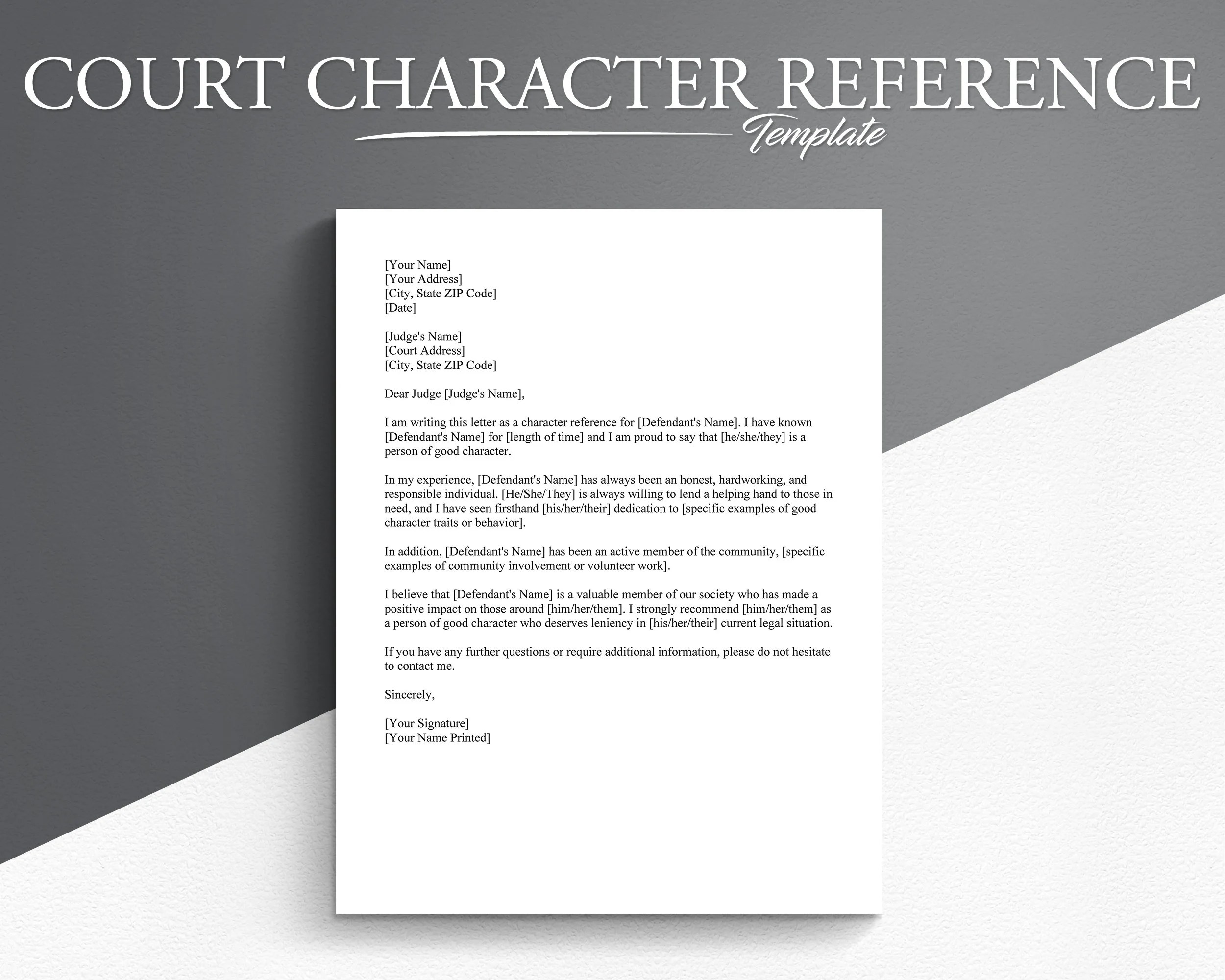 Sample Character Reference Letter For Court Pdf