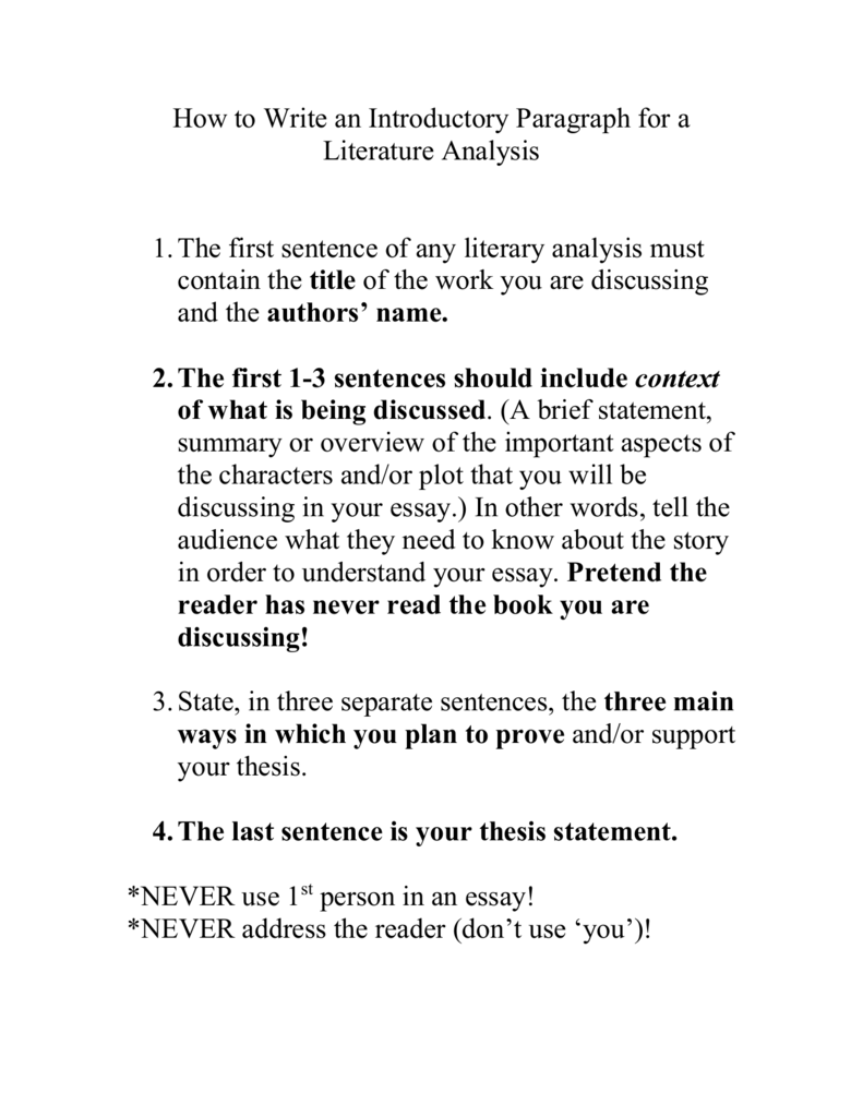 How To Start Introductory Paragraph