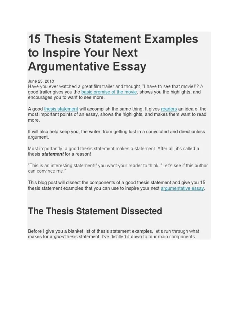 How To Write A Good Thesis Statement For An Analytical Essay