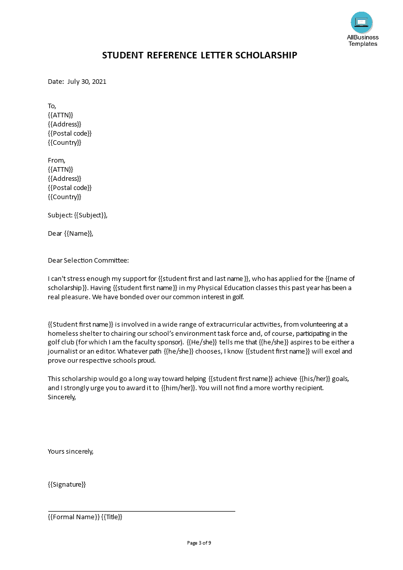 Sample Recommendation Letter For Student From Professor