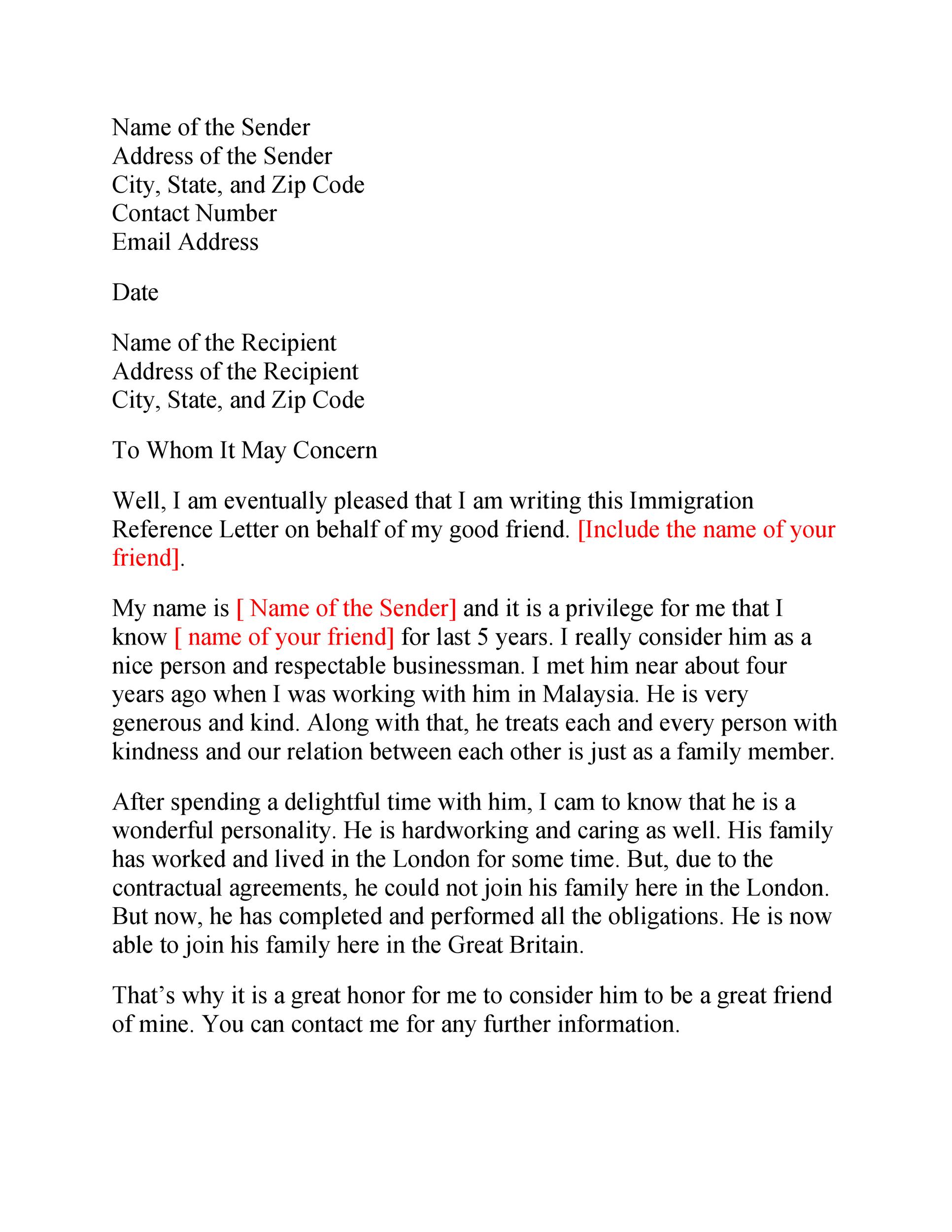 Character Letter Of Recommendation Sample For Immigration