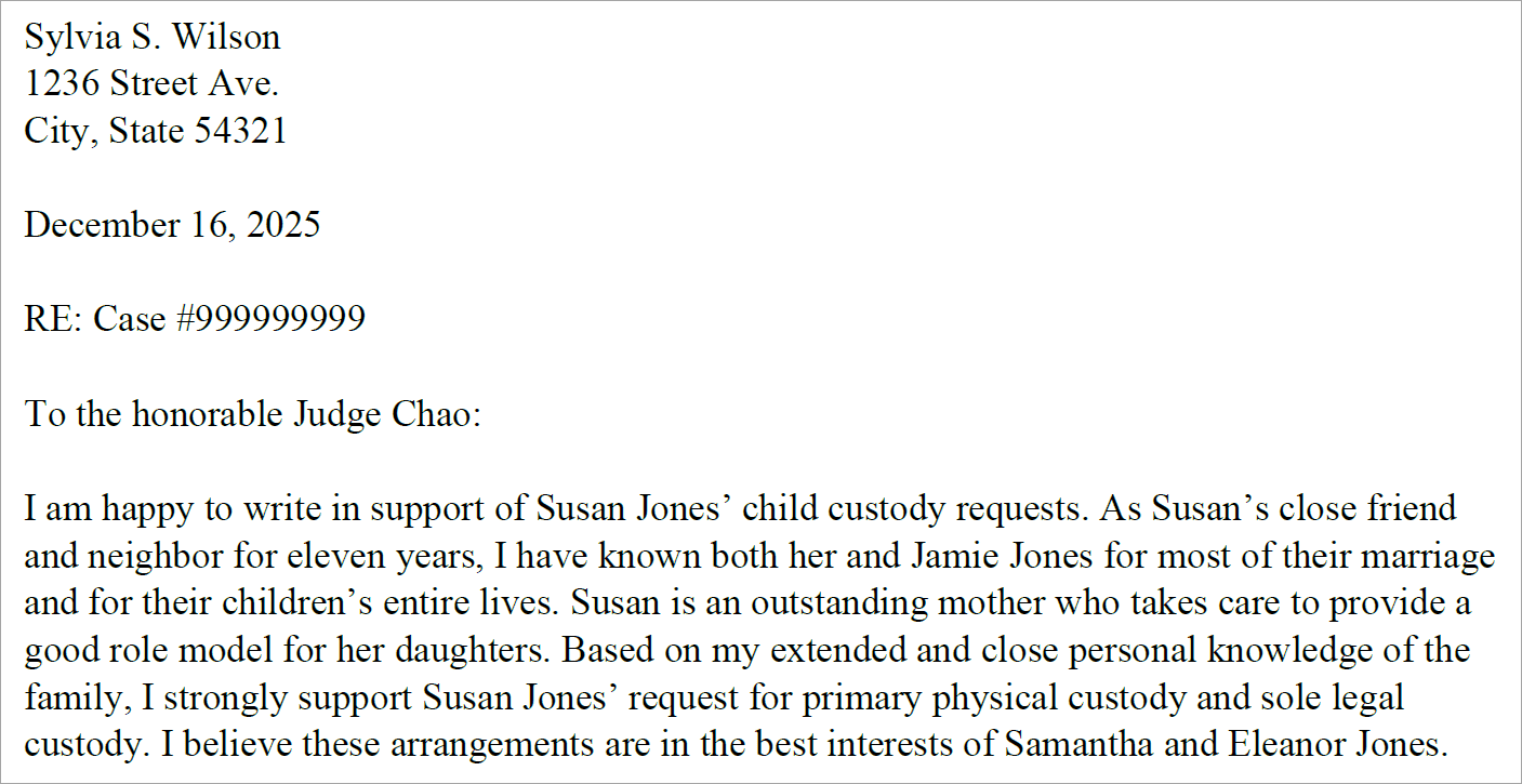 Sample Letter Of Recommendation For Character Reference