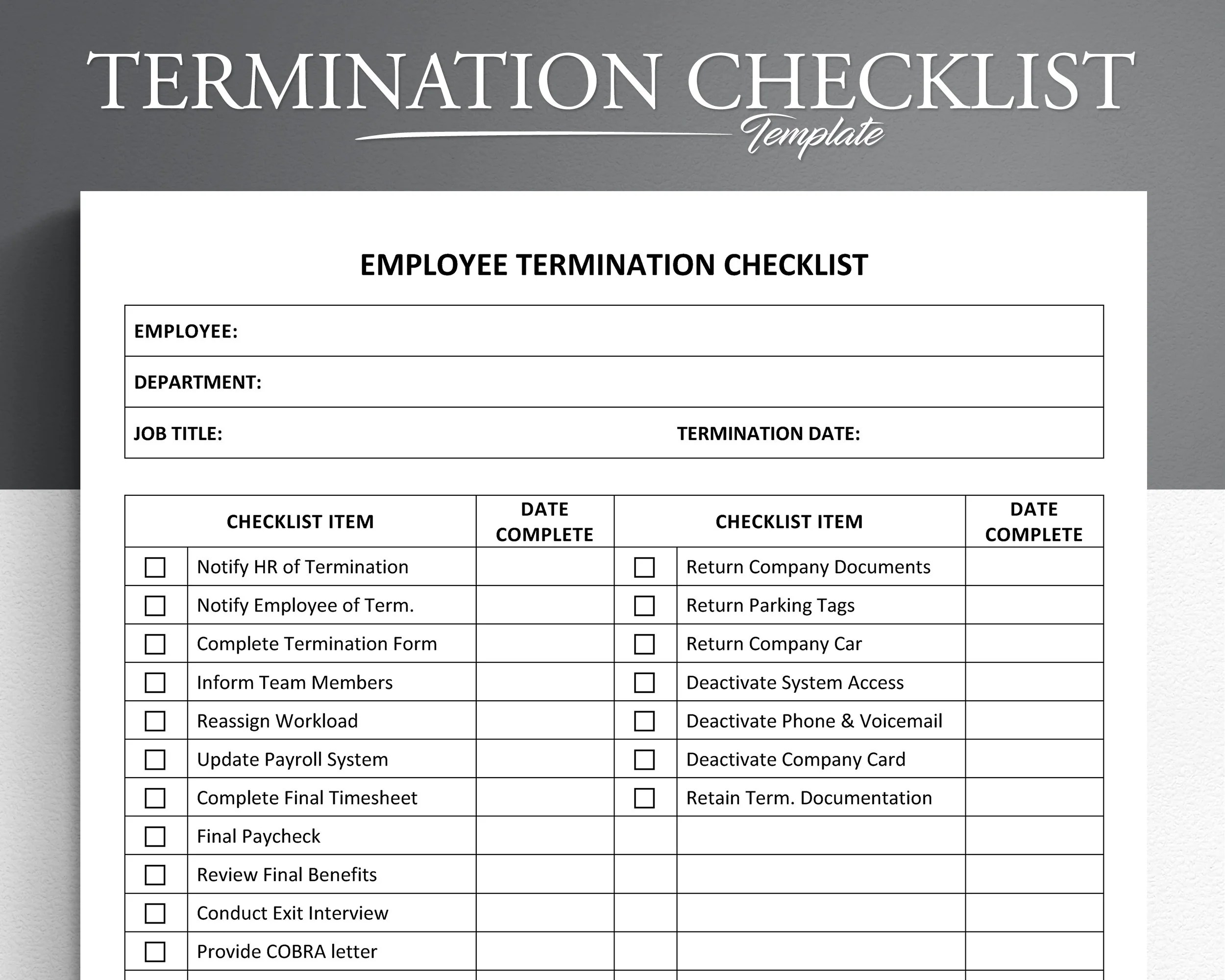 Terminating An Employee In California Checklist