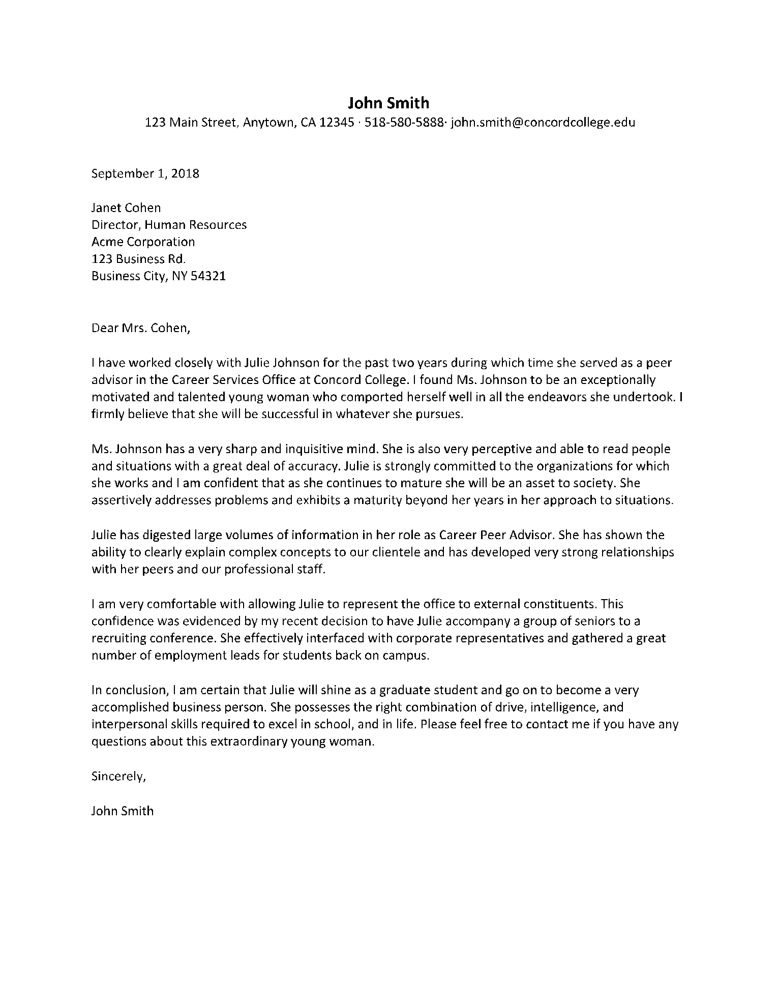 The Letter Of Recommendation Sample