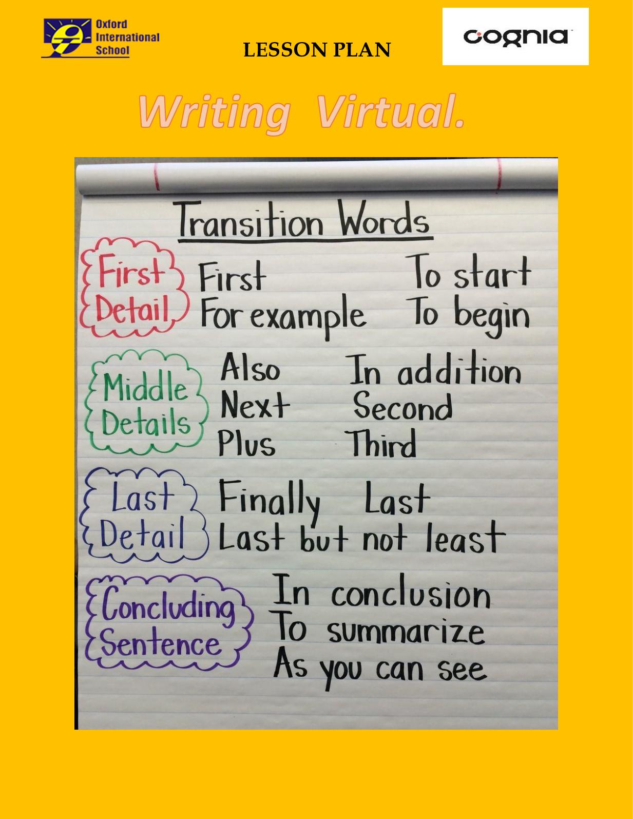 Transition Words To Start First Paragraph