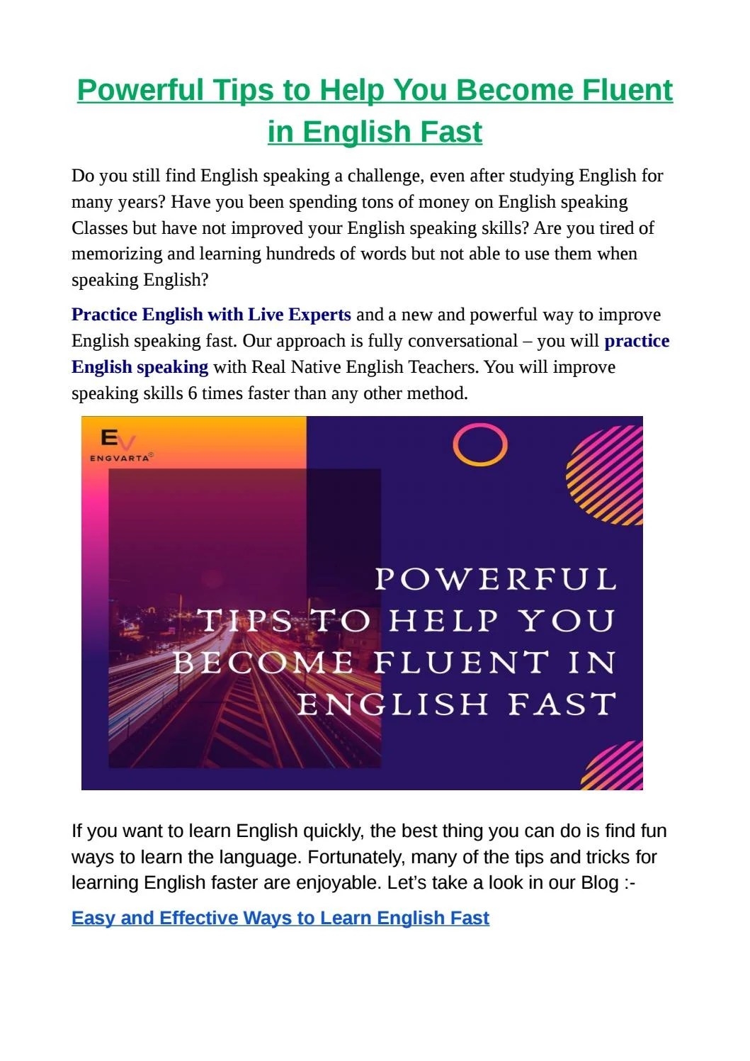 How Can Learn English Fast