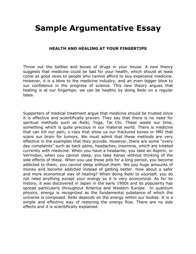 How To Write Argumentative Essay Sample