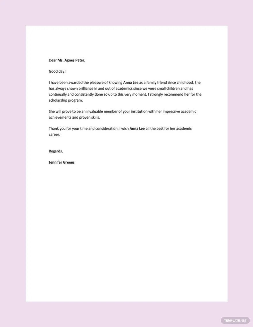 Letter Of Recommendation Template Example