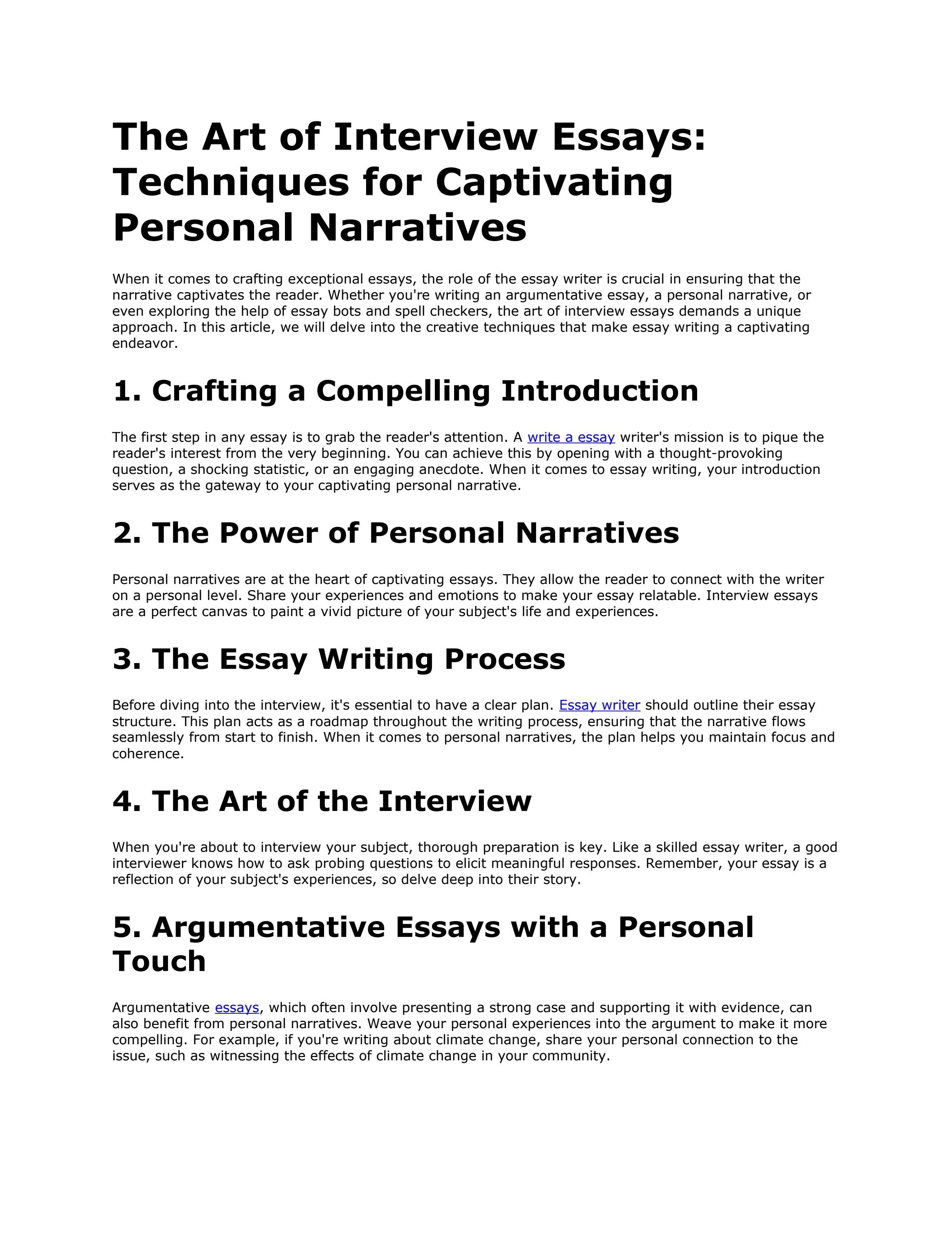 Personal Narrative Essay Outline Examples