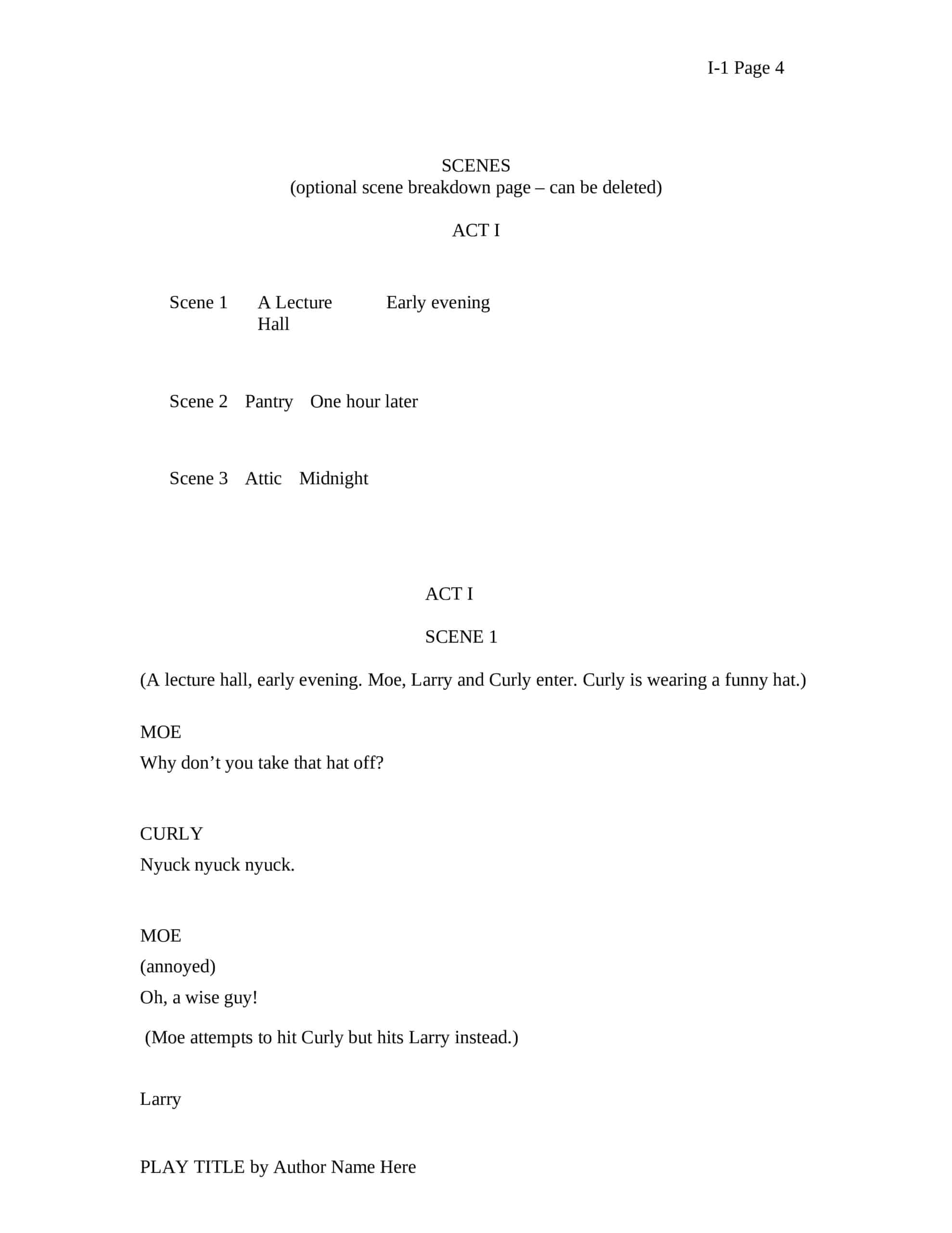 Script Writing Template For Word